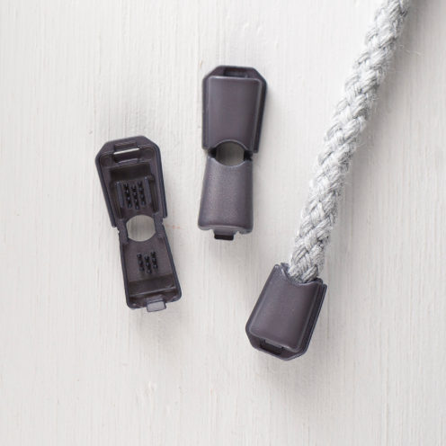 Plastic Cord Stops - 4mm - Grey - Set of 2