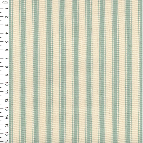 striped duck egg blue and cream cotton ticking fabric