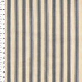 striped grey and cream cotton ticking fabric