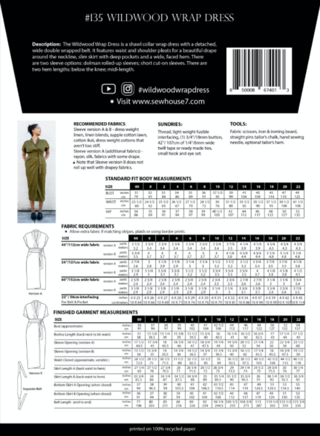 Sew House Seven - The Wildwood Wrap Dress - Sizes 4-38