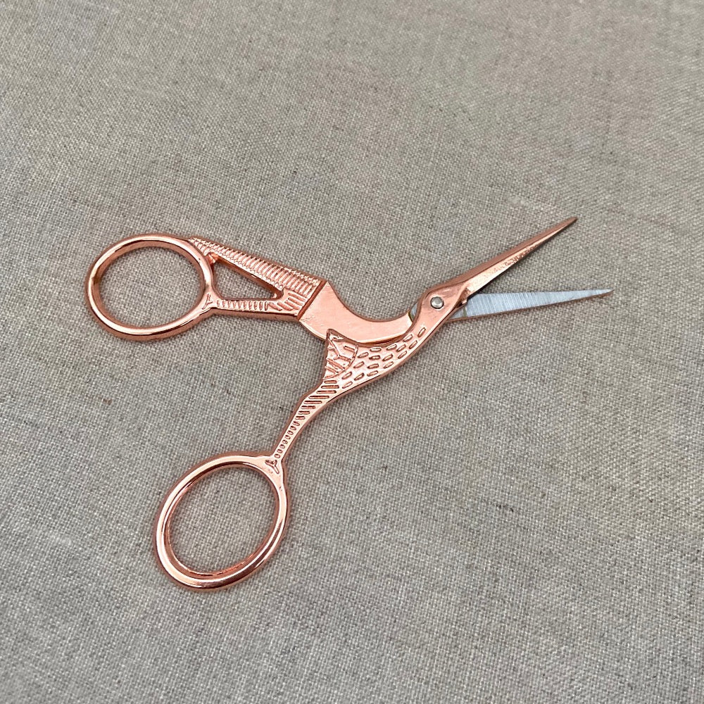 Rose Gold Stork Embroidery Scissors