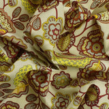 Luxury Printed Cotton Lawn - Pugin - Brown and Yellow