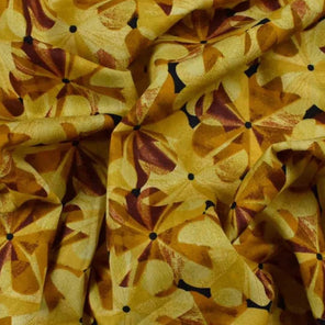 Luxury Printed Cotton Lawn - Cologne - Gold