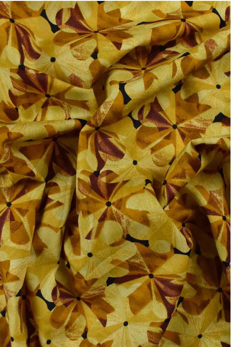 Luxury Printed Cotton Lawn - Cologne - Gold