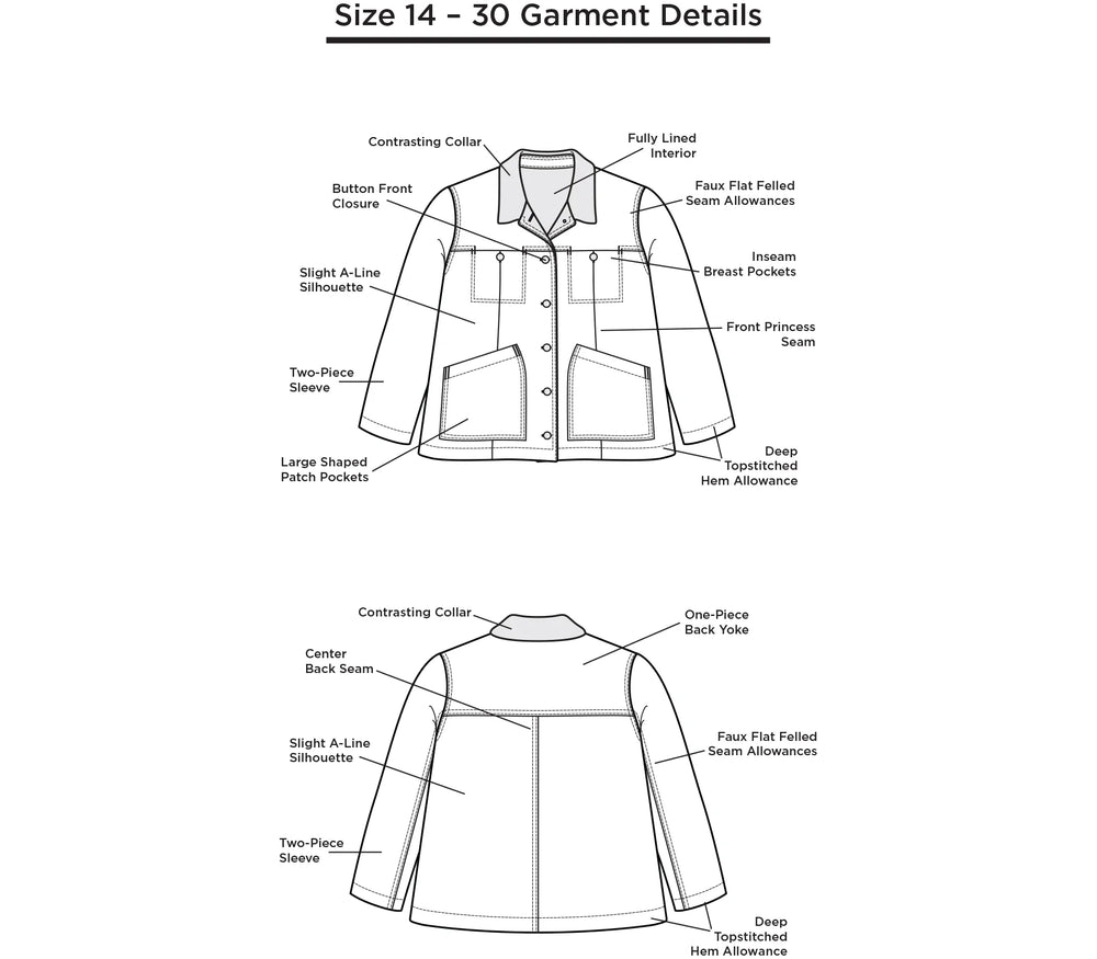 Grainline Studio - Thayer Jacket - Sizes 4-34