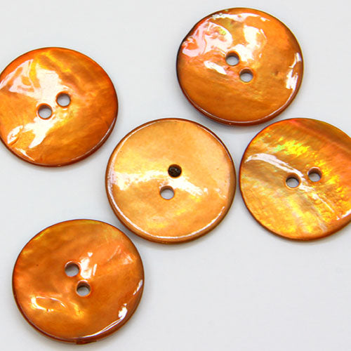 Coloured Shell Buttons - Amber