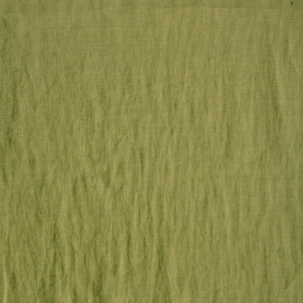 avacado green coloured and washed european linen fabric