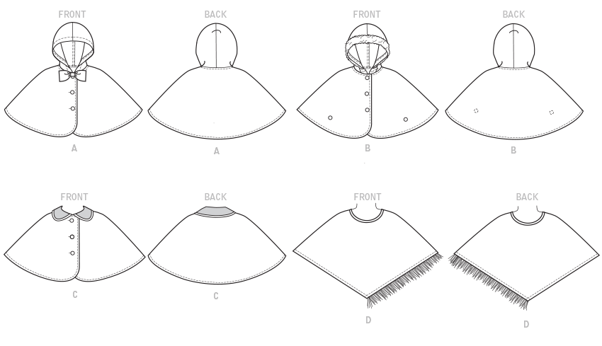 Butterick Children 6373 - Girl's Cape & Poncho