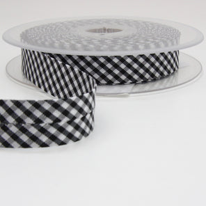 Gingham Bias Binding 20mm - Black
