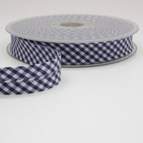 Gingham Bias Binding 20mm - Navy