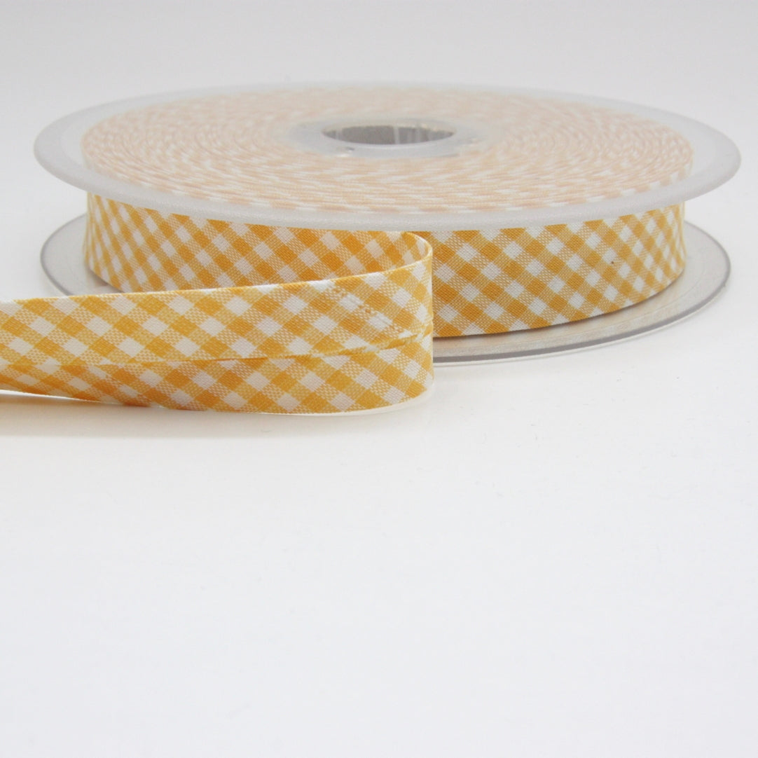 Gingham Bias Binding 20mm - Yellow