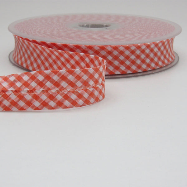 Gingham Bias Binding 20mm - Orange