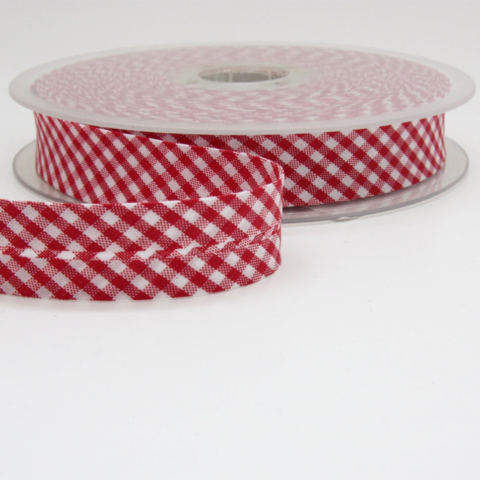 Gingham Bias Binding 20mm - Red