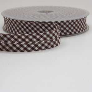 Gingham Bias Binding 20mm - Brown