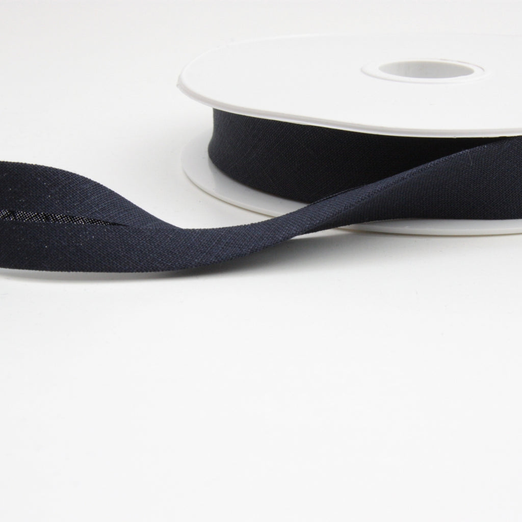 Linen Rivet Binding Linen Bias Binding 20mm - Navy Blue | Haberdashery | Ray Stitch