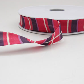 Striped Bias Binding 20mm - Pink/Purple/White