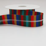 Striped Bias Binding 25mm - Red/Green/Turquoise