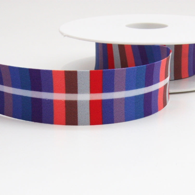 Striped Bias Binding 25mm - Red/Blue/Lilac