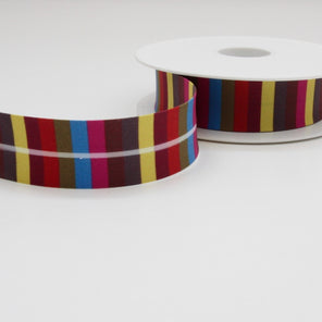Striped Bias Binding 25mm - Yellow/Green/Wine