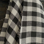 black and cream gingham linen close up