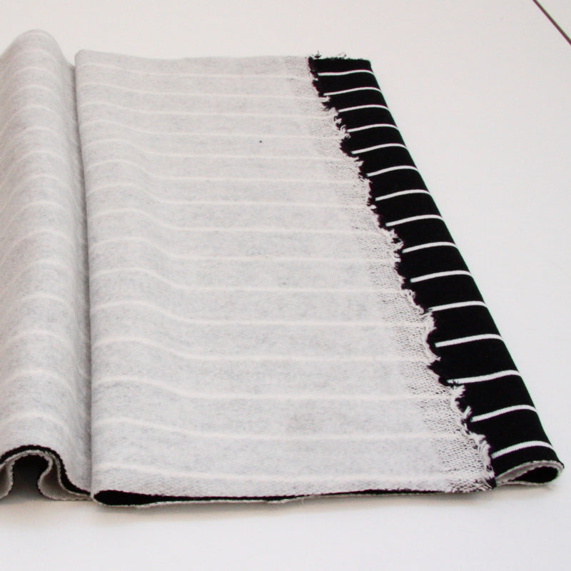 Organic Cotton Fleece - Black With White Stripes