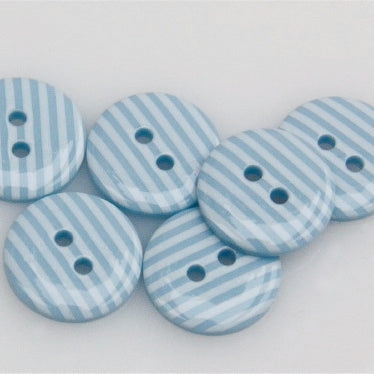 Striped Polyester Buttons - Pale Blue