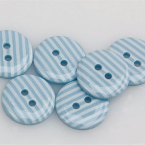 Striped Polyester Buttons - Pale Blue