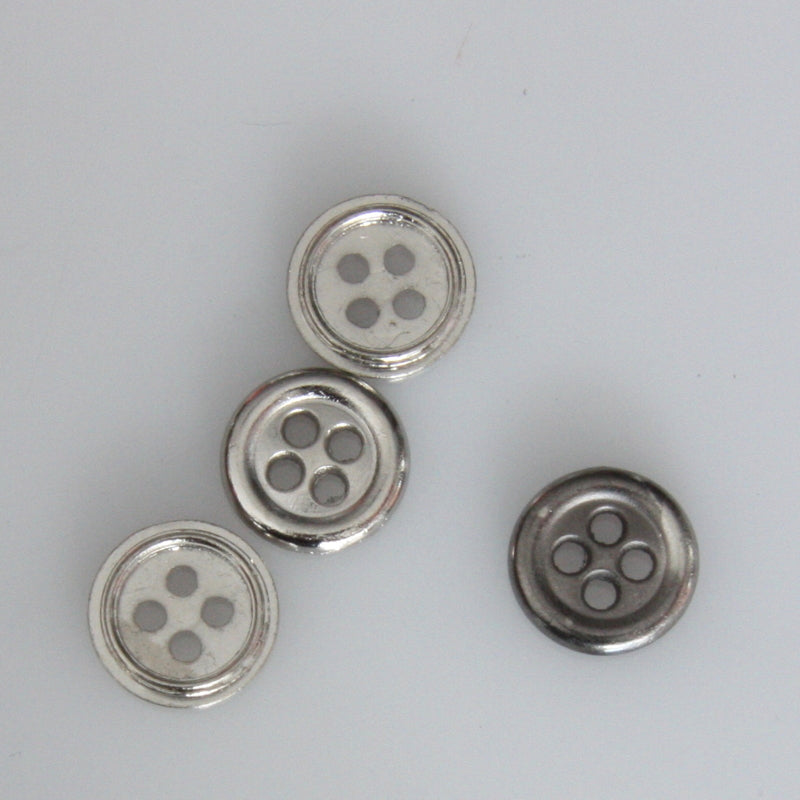 Plastic Silver Rimmed Shirt Buttons 11mm