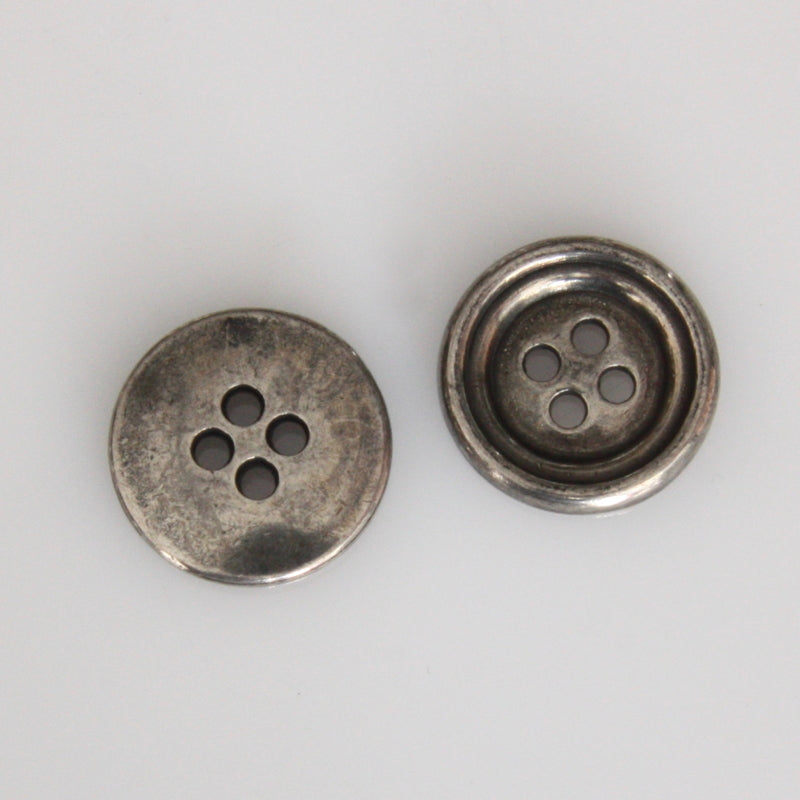 Ridged Four-Hole Metal Button 17mm - Silver