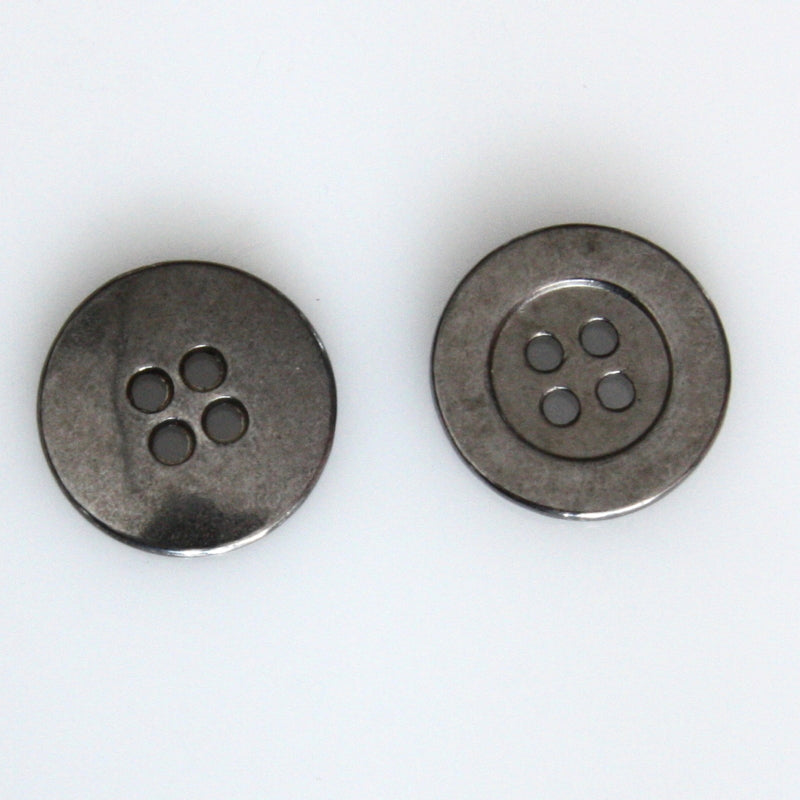 Flat Four-Hole Metal Button 17mm - Black Nickel