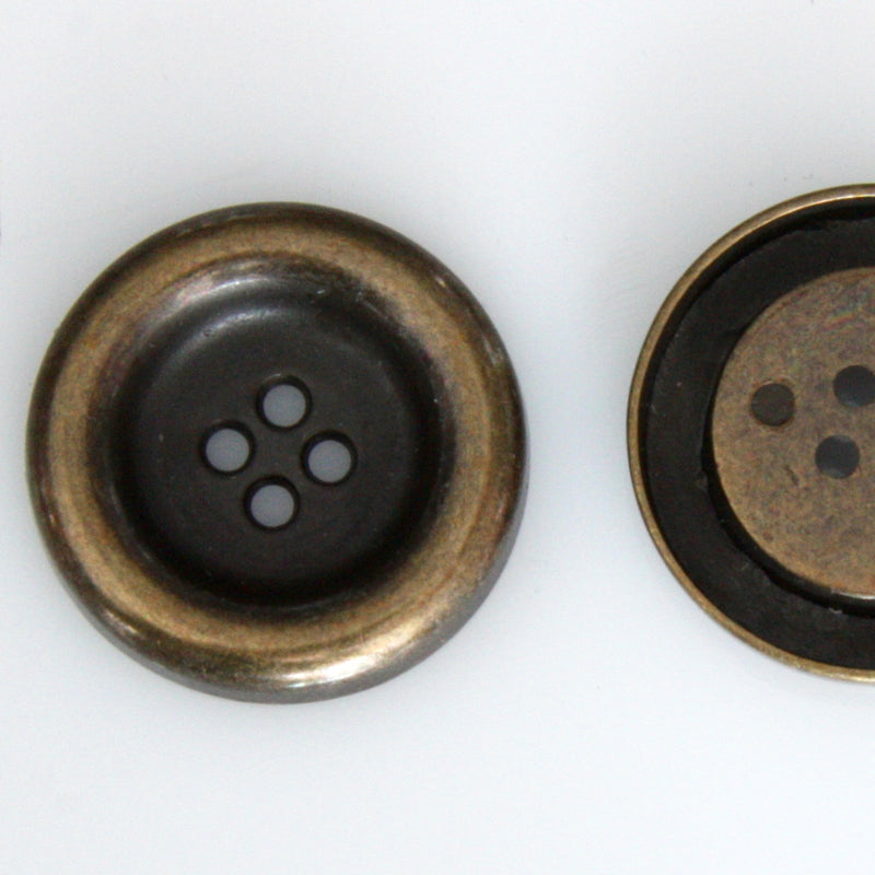 Chunky Four-Hole Metal Button 27mm - Antique Brass