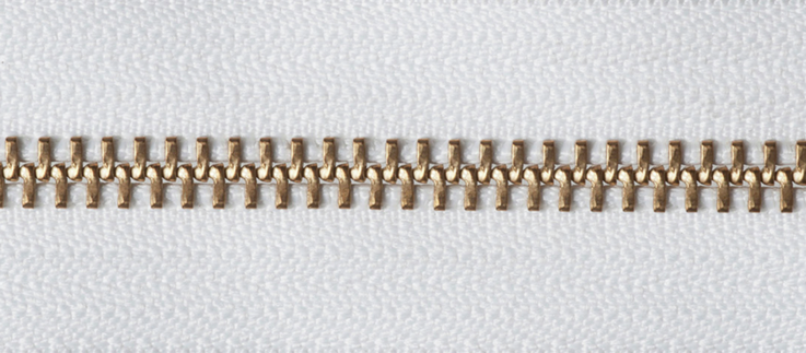 Brass Open-Ended Zip - White 501