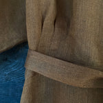 brown colour herringbone weave linen wrap dress elodie pattern