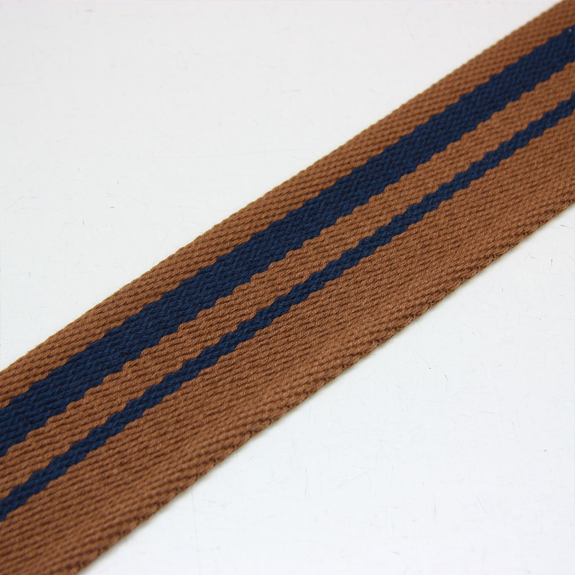 Striped Webbing 50mm - Brown/Navy