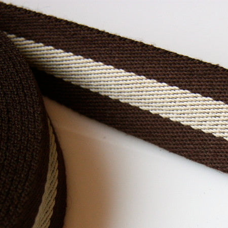 Stripe Strap Webbing 38mm - Brown/Beige Striped