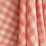 pink gingham linen draping check fabric