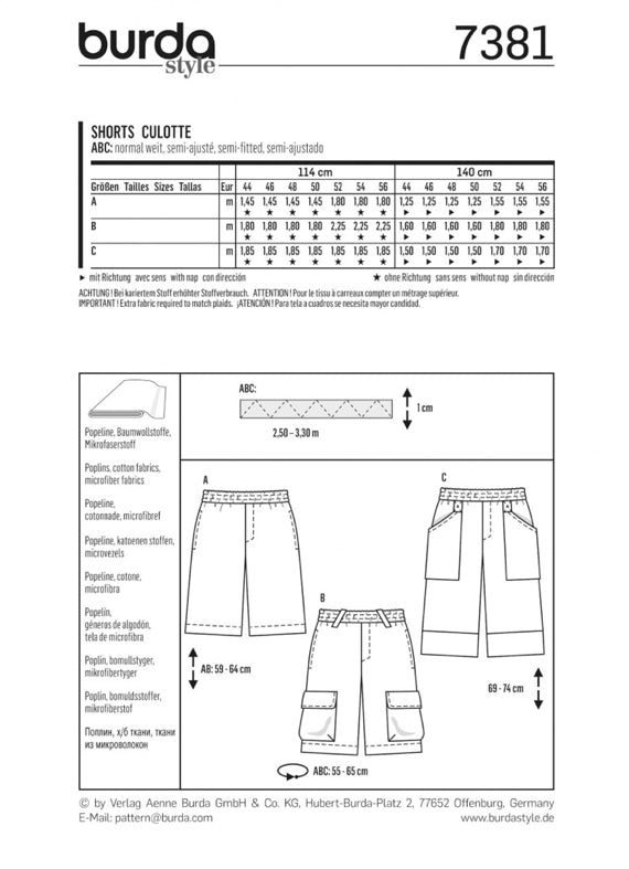 Burda Men's 7381 - Sporty Shorts