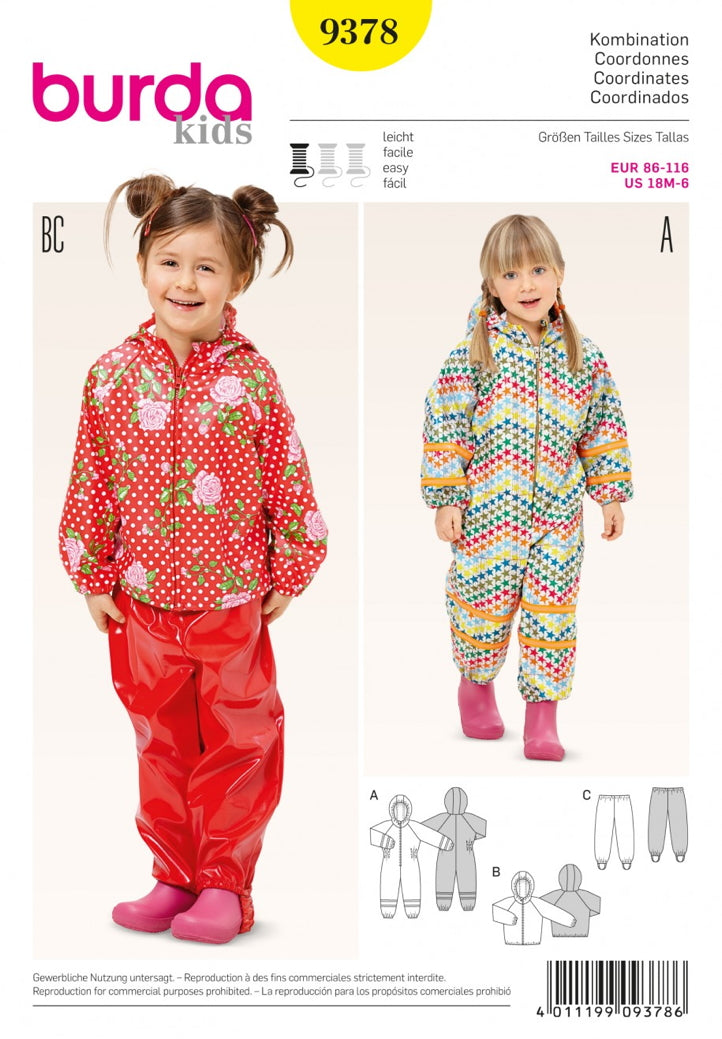 Burda Kids 9378 - Wet Weather Onesie