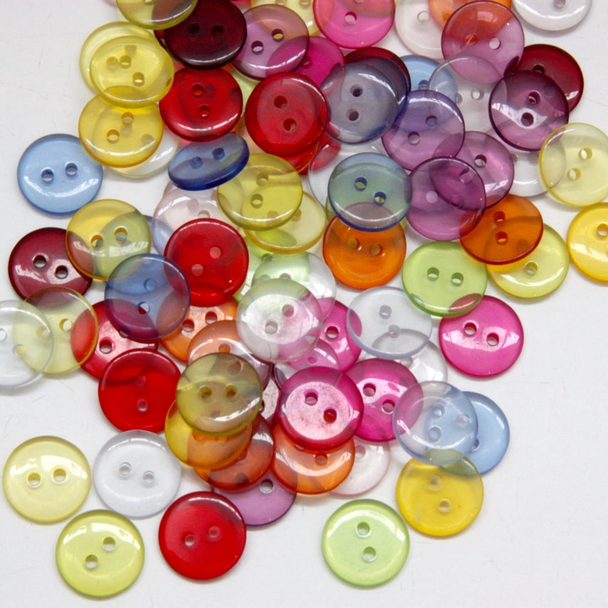 Clear Coloured Buttons - Purple