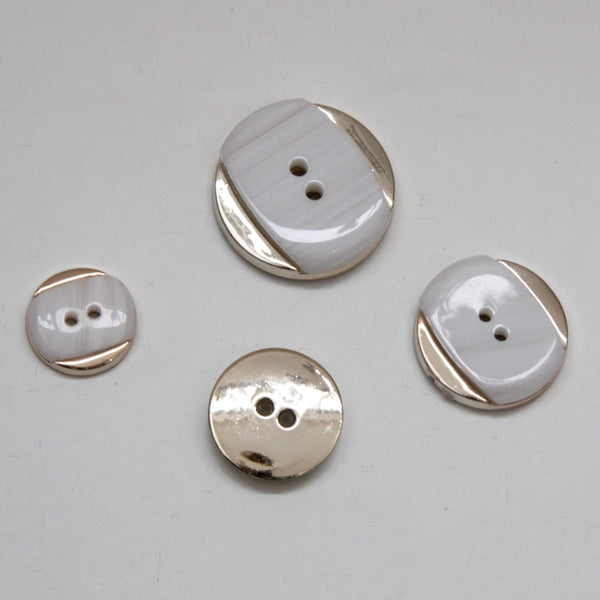 Art Deco Button - Silver/White