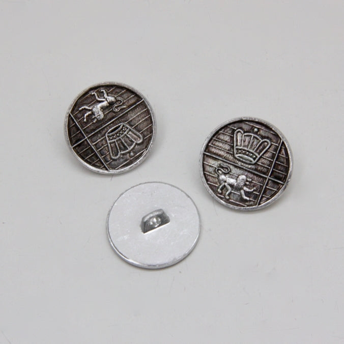 Metal Look Shank Button - Coat Of Arms