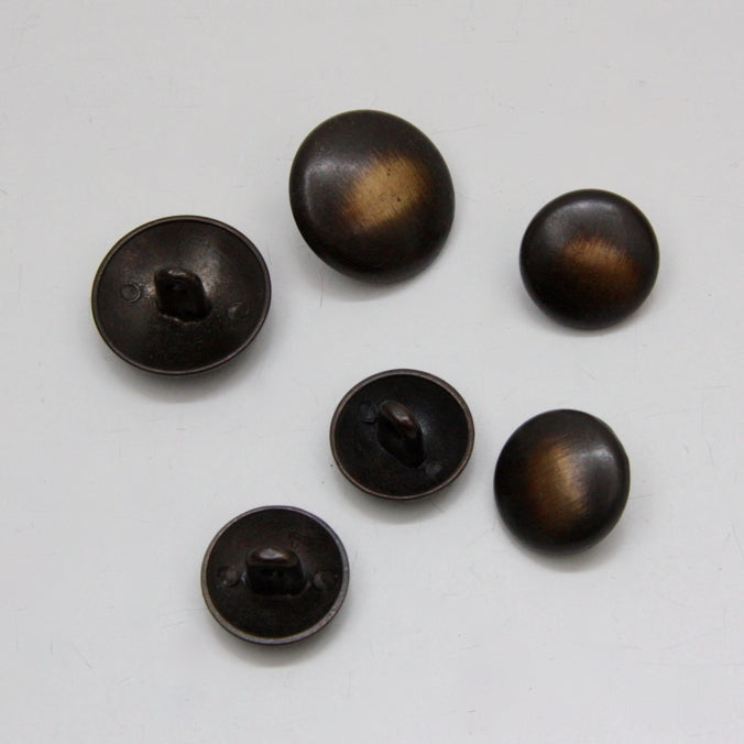 Metal Shaft Button - Rounded Tarnished Brass