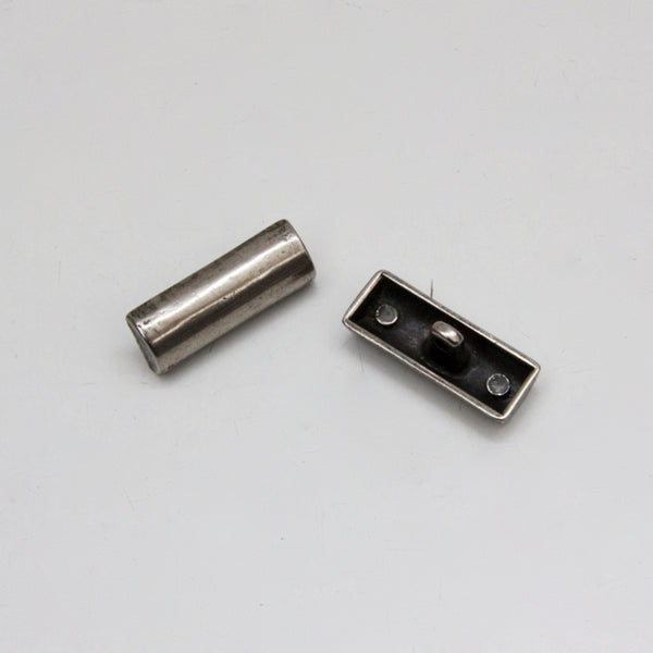 Metal Shaft Button 26mm - Semi Circle Old Silver