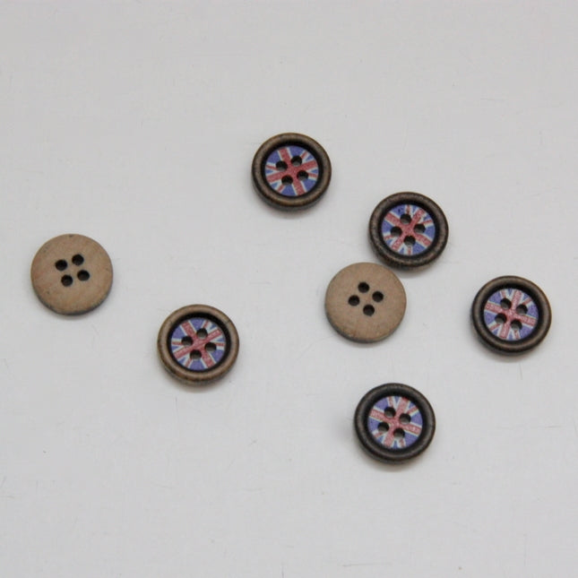 Wooden Buttons - Union Jack