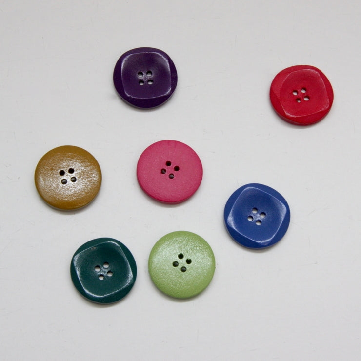 Shiny Wooden Squared Buttons 25mm - Purple