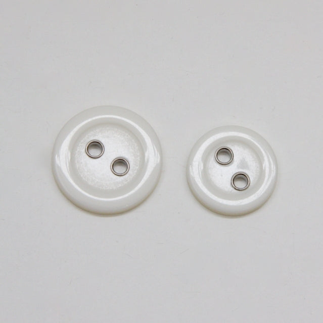 Metal-Hole Jacket Button - Pearl White