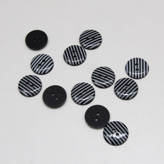 Striped Polyester Buttons - Black
