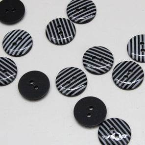 Striped Polyester Buttons - Black