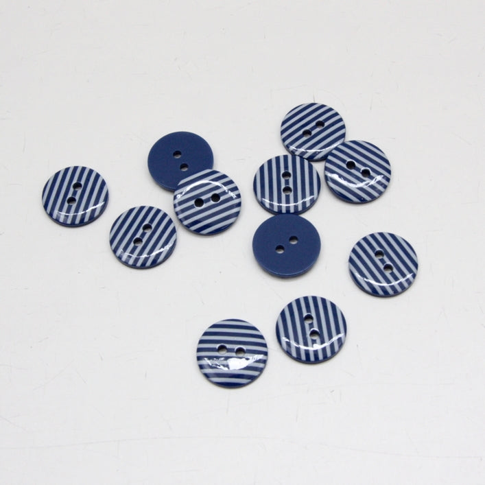Striped Polyester Buttons - Navy Blue