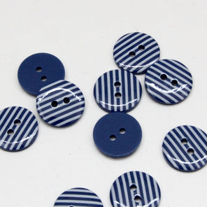 Striped Polyester Buttons - Navy Blue